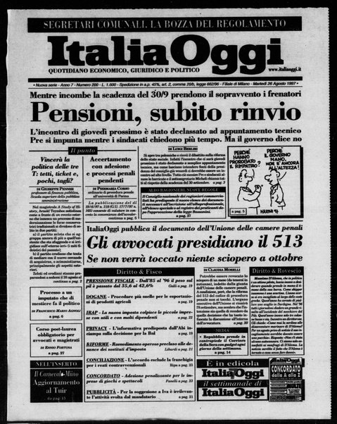 Italia oggi : quotidiano di economia finanza e politica